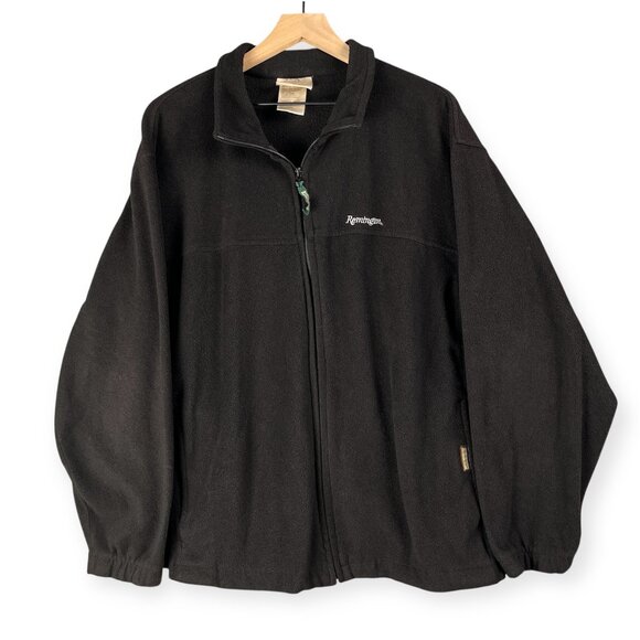 VTG Remington Fleece Jacket Men’s Large Black Full Zip Outdoor Hunting Warm - Picture 1 of 8